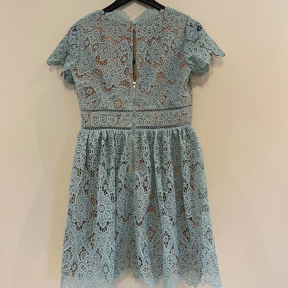 Self-Portrait Mint Floral Guipure Lace Mini Dress UK12/US8 - Picture 8 of 11